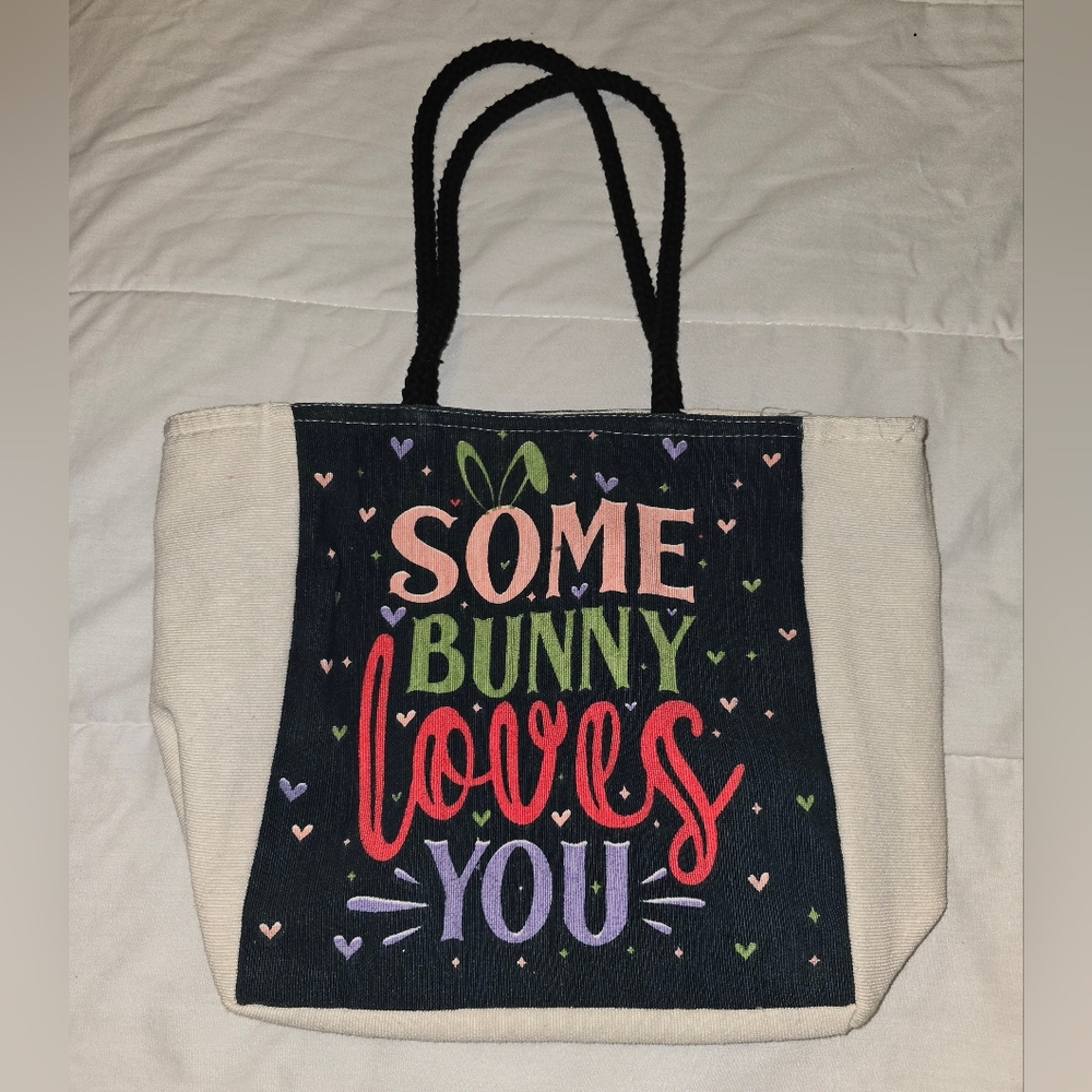 Some Bunny Loves You Canvas Tote Bag Medium